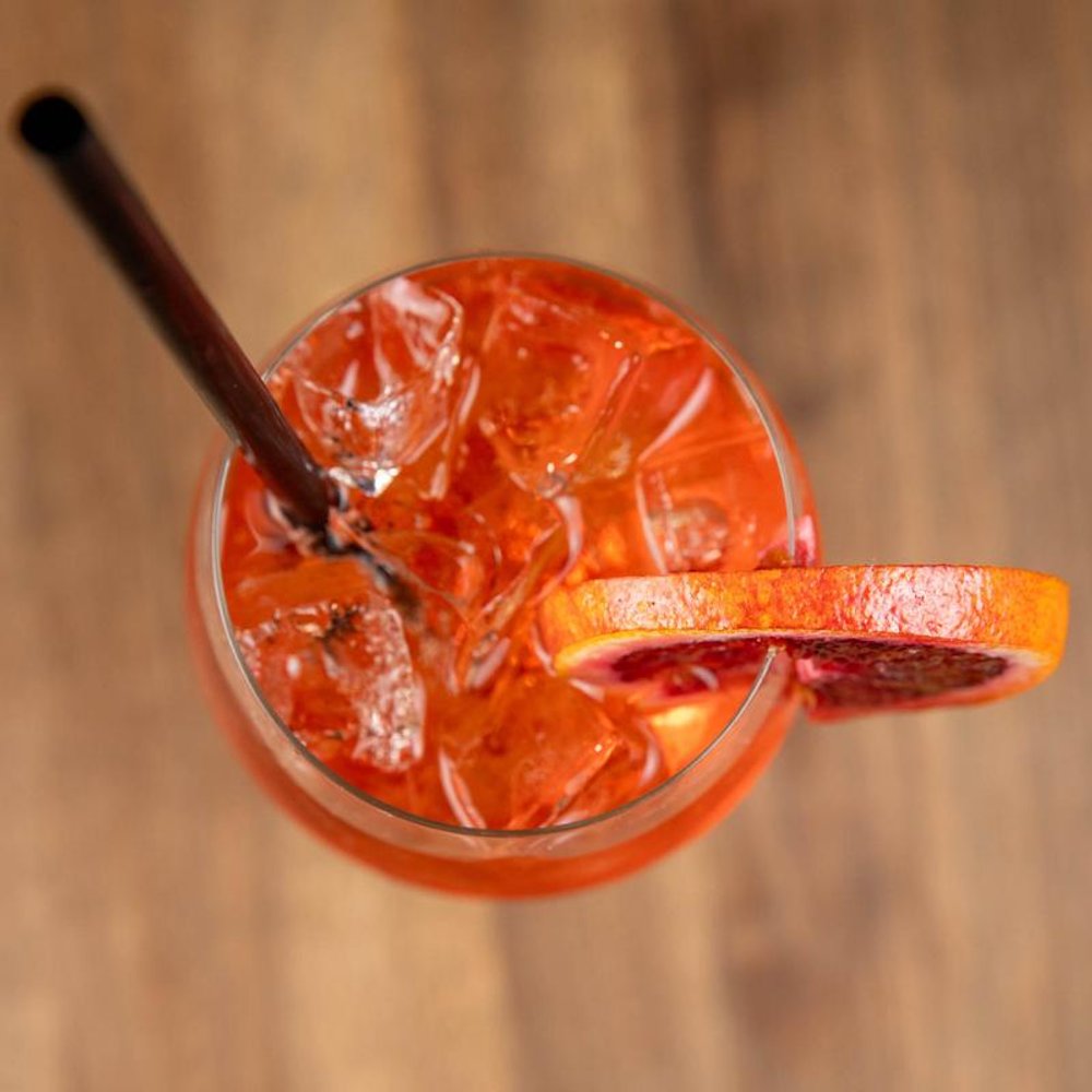 Aperol Spritz Cocktail Top View.