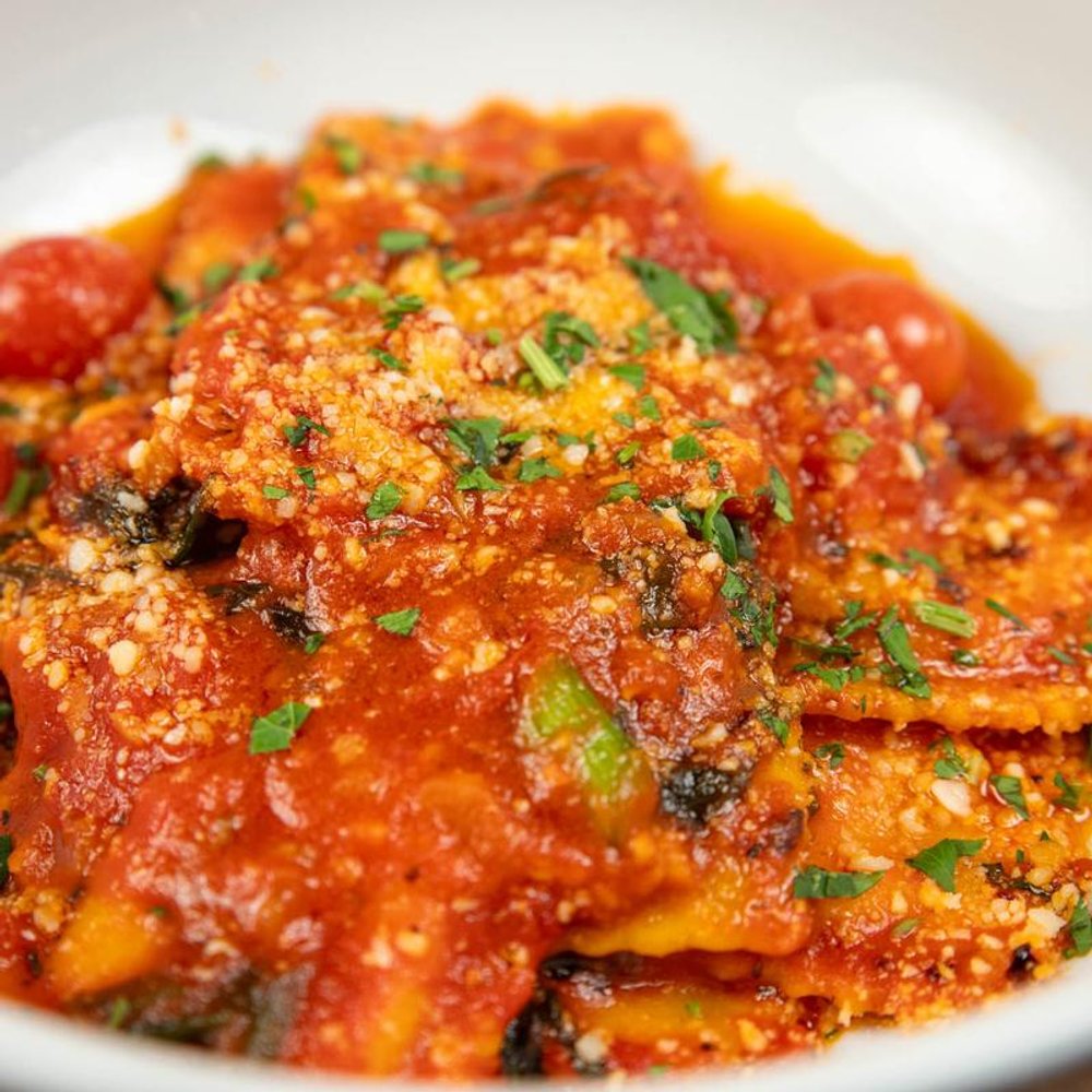 Burrata Ravioli Close Up.
