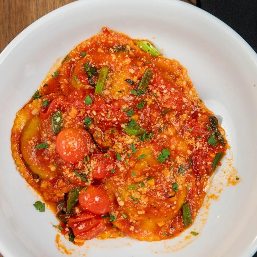 Burrata Ravioli Top View.