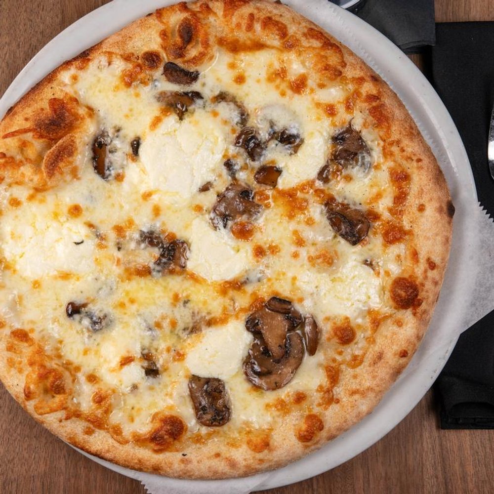 Top View Of A White Truffle Pizza.